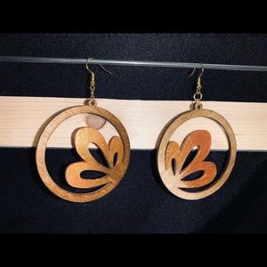 Gold painted wood earrings